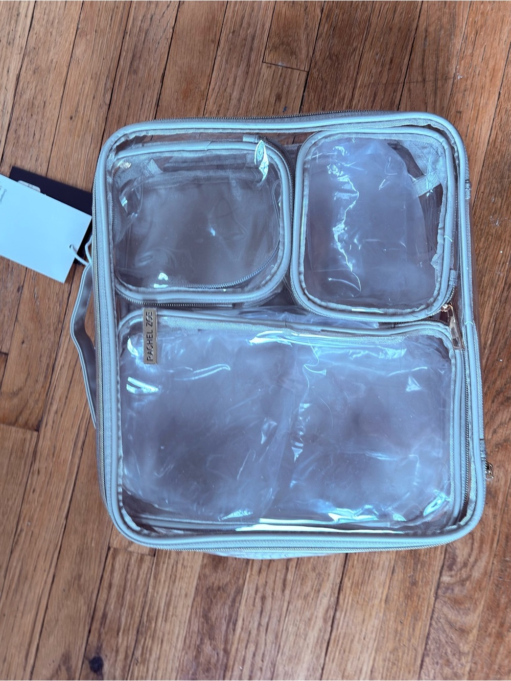 Rachel Zoe Clear Packing Cube Set with Gold Trim